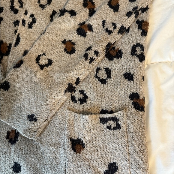 Nine West Brown and Black Leopard Print Cardigan Sweater, XXL - Picture 3 of 8